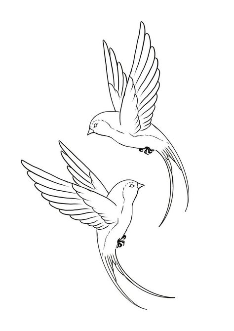 Love Birds Flying, Swallow Line Tattoo, Barn Swallow Drawing, Flying Animal Tattoo, Swallows Drawing, Birds Flying Drawing, Flying Birds Drawing, Bird Flying Drawing, Swallow Drawing