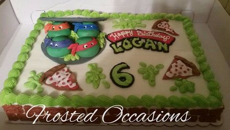 TMNT Sheet Cake Round Ninja Turtle Cake, Tmnt Sheet Cake, Ninja Turtle Sheet Cake Ideas, Ninja Turtle Sheet Cake, Tmnt Cake Birthdays, Turtle Sheet Cake, Turtle Patterns, Ninja Turtle Birthday Cake, Turtle Birthday Cake