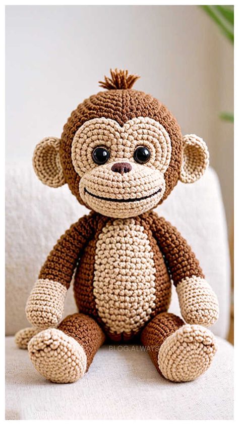 Crochet Monkey Amigurumi Free Pattern Gorilla Crochet Pattern Free, Amigurumi Monkey Free Pattern, Monkey Crochet Pattern Free, Monkey Amigurumi Free Pattern, Free Monkey Crochet Pattern, Monkey Amigurumi, Crochet Monkey Pattern, Amigurumi Monkey, Plush Monkey