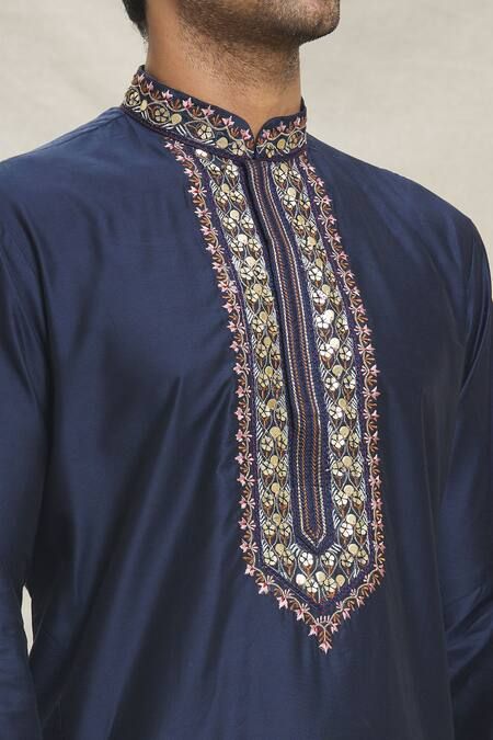 Buy Blue Kurta Silk Blend Embroidered Sequin Floral Thread With Dhoti Pant For Men by Arihant Rai Sinha Online at Aza Fashions. Dhoti Pants For Men, Kurta Patterns, Blue Kurta, Kurta Men, Mens Kurta Designs, Dhoti Pants, Dress Suits For Men, Kurta Designs, Dress Suits