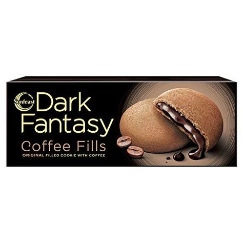 Price: (as of at the time of purchase will apply to the purchase of this product.">Details) Experience heavenly bliss like never before with Sunfeast Dark Fantasy Choco Fills. With every bite of this delectable cookie, you'll find yourself deeper into an indulgent fantasy. So, take a bite and you can turn on the Din Khatam, Fantasy Shuru mode. Take a trip down the indulgence lane with Dark Fantasy Choco Fills as it is a concoction of pure delight. Luxurious molten, gooey choco crèm... Dark Fantasy Cookies, Golden Cookie, Cream Biscuits, Molten Chocolate, Filled Cookies, Gourmet Foods, On The Go Snacks, Dry Dog Food, Coffee Flavor