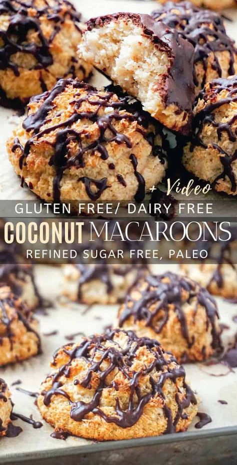 Gluten Free Coconut Macaroons (Dairy Free, Paleo) | Healthy Taste Of Life Dairy Free Coconut Macaroons, Healthy Macaroons Recipe, Healthy Coconut Macaroons, Paleo Macarons, Gluten Free Coconut Cookies, Coconut Macaroons Recipe Gluten Free, Sugar Free Coconut Macaroons, Healthy Macaroons, Coconut Cookies Healthy