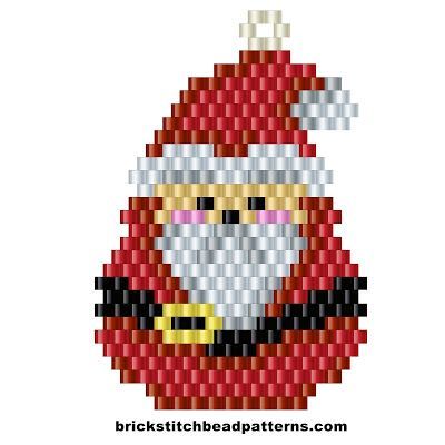 Free Christmas Santa Claus Bobble Brick Stitch Beaded Earring pattern, color chart, letter chart, and bead count by Brick Stitch Bead Patterns Journal. Christmas Beads Craft, Xmas Beads, Beaded Banners, Holiday Beading, Cross Stitch Christmas, Beaded Earring, Beading Patterns Free, Brick Stitch Earrings, Brick Stitch Pattern