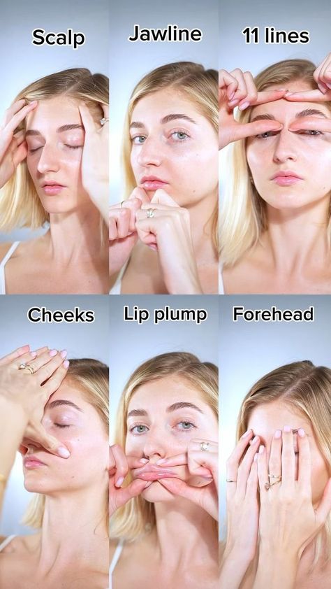 Face Workout, Obličejové Masky, Massage Routine, Face Massage Techniques, Facial Routine Skincare, Tighten Facial Skin, Motivasi Diet, Body Massage Techniques, Facial Massage Routine