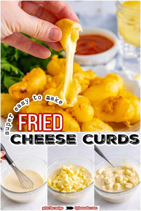 Fried Cheese Curds are so easy to make at home! This delicious recipe uses fresh cheese curds dunked in buttermilk, seasoned up and fried until golden brown. Cheese Curds Fried, Fried Cheese Curds Recipe, Homemade Cheese Curds, Deep Fried Cheese Curds, Cheese Curds Recipe, Pepper Poppers, Baked Coconut Shrimp, Fried Cheese Curds, Fried Cheese