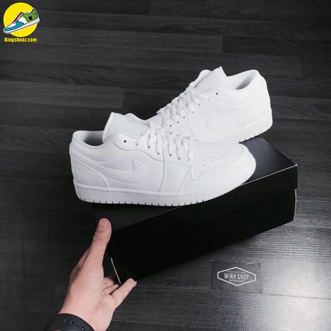 Jordan 1 Low Triple White, Af1 Shoes, Nike Air Force 1 Custom, Nike Air Jordan Shoes, Unique Sneakers, Air Force 1 Custom, Custom Air Force 1, Nike Air Jordans, Air Jordan 1 Low