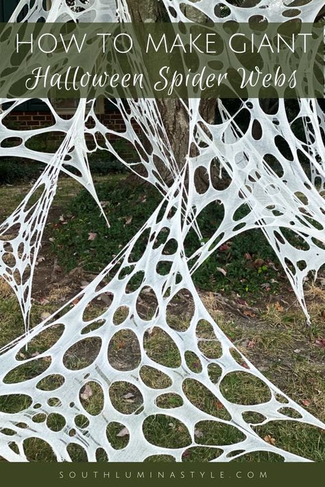 Diy Spider Decorations, Halloween Spider Web Decorations, Diy Halloween Spider Web, Spider Web Diy, Diy Halloween Spider, Spider Web Halloween Decorations, Spider Theme, Halloween Web, Halloween Diy Outdoor