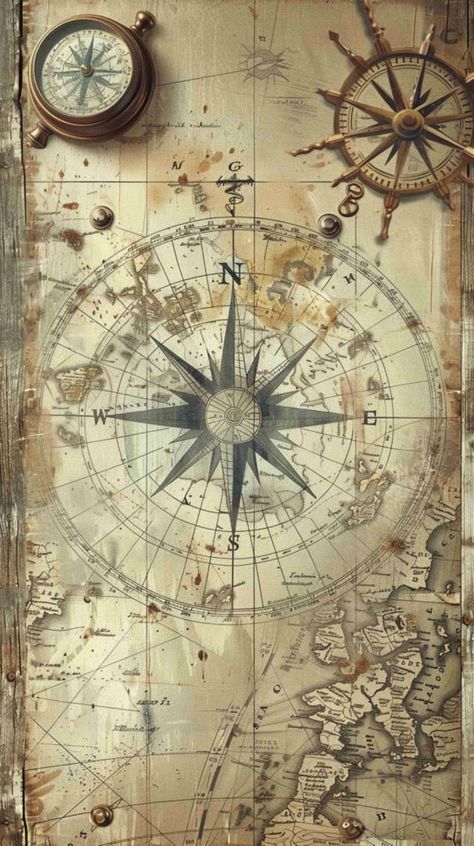 Pokedex App, Vintage Map Wallpaper, Compass Wallpaper, Maps Aesthetic, Classic Sailboat, Nautical Wallpaper, Vintage Compass, Free Vintage Printables, Nautical Map