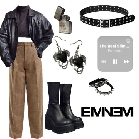 Eminem Aesthetic Outfit, Aesthetic Outfits Skater Girl, Soft Dark Aesthetic Outfits, Outfit Skater Girl, Painting Fairycore, Eminem Girls, Jean Painting, Skater Core, Gothic Dark Academia