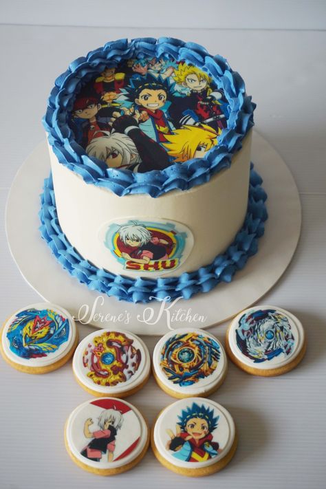 Beyblade Cake Ideas, Beyblade Birthday Cake, Bayblade Cakes, Beyblade Cake, Beyblade Birthday Party, Hunter Birthday, Beyblade Birthday, Anniversary Plans, Childrens Birthday Cakes