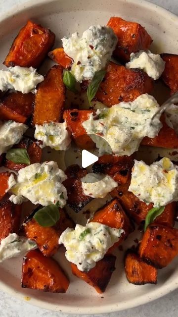 Mediterranean Diet Recipes on Instagram: "Roasted butternut squash and herbed ricotta!!! (recipe below)

RECIPE (serves 4)
1 butternut squash, peeled and cut into large cubes
1/2 cup ricotta
1 tsp finely chopped basil
1 tsp finely chopped mint
1 tsp finely chopped parsley
2 cloves garlic, minced
Zest of 1/2 lemon
Juice of 1/2 lemon
Olive oil
Salt & pepper
Crushed red pepper

Preheat oven to 400 F. Add the squash to a parchment lined baking sheet, drizzle generously with olive oil, and season with salt, pepper, and crushed red pepper. Bake for 25 min, flip, and then bake for another 25-35 minutes or until squash is soft on the inside and crisp and caramelized on the outside.

While squash is baking, prepare the herbed ricotta. Add ricotta, herbs, lemon zest, and lemon juice to a small bowl. Butternut Squash With Herbed Ricotta, Roasted Butternut Squash With Herbed Ricotta, Ricotta Salad, Herbed Ricotta, Butternut Squash Recipes Roasted, Ricotta Recipe, Keto Sides, Lemon Olive Oil, Meatless Mondays