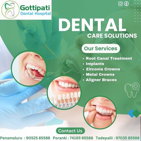 Best Dental Hospital in Vijayawada. Get Your Dental Care Services Today For More Details Visit Our Gottipati Dental Hospital In Vijayawada. #dentalservices#dentalimplant#alignerbraces#ZirconiaCrowns#rootcanal#metalcrowns#Vijayawada Dental Hospital, Dental Care, Quick Saves