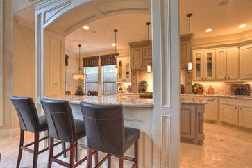 Kitchen Island With Columns, Kitchen Columns, Kitchen Pass Through, Kitchen Pass, Kitchen Design With Island, Dining Design, Kitchen Images, Trendy Living Rooms, Living Room Remodel