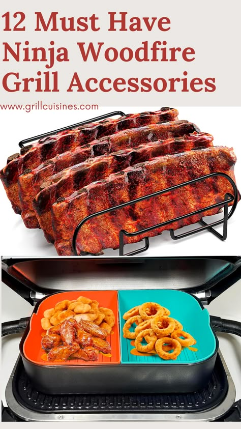 Unlock a world of delicious possibilities with our 'Must-Have Ninja Woodfire Grill Accessories'. From Outdoor Grill stand, Fish rack, Travel bag, and Silicone crisper basket. #ninjagrill#ninjawoodfiregrill#ninjawoodfiregrillaccessories#ninjafoodigrillxlaccessories Ninja Wood Fired Grill, Ninja Outdoor Smoker Grill Recipes, Ninja Smoker Grill, Electric Grill Recipes Outdoor, Ninja Firewood Grill Recipes, Ninja Woodfire Smoker Recipes, Ninja Woodfire Pizza Oven Recipes, Ninja Outdoor Oven Recipes, Ninja Wood Fire Grill Recipes