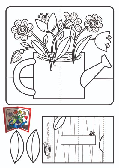 krokotak | Pop-up card Watering Can Flower Decoration Ideas, 8 Martie, Diy Projects For Beginners, Wall Hanging Crafts, Mother's Day Diy, Mothers Day Crafts, Craft Activities For Kids, Mothers Day Cards, Spring Crafts