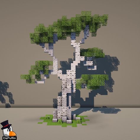 Minecraft Build Decoration, Minecraft Lawn Ideas, Minecraft Fairy Garden Ideas, Minecraft Custom Trees Ideas, Natural Minecraft Builds, Minecraft Stair Railing, Swan Minecraft, Minecraft Birch Builds, Tree Minecraft Ideas