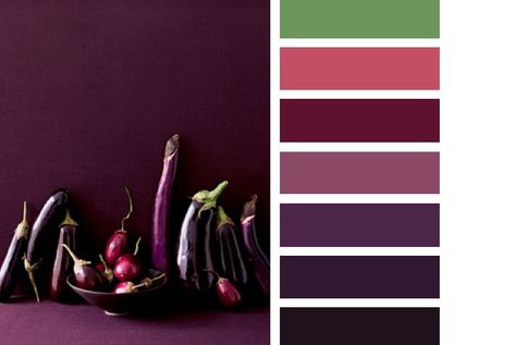 Eggplant Color | Fall forecast: is eggplant the new black in color trends? – Little ... Eggplant Palette, Eggplant Color Scheme, Eggplant Color Palette, Eggplant Paint Color, Aubergine Color Palette, Plum Color Palette, Red Color Pallets, Media Room Paint Colors, Aubergine Colour