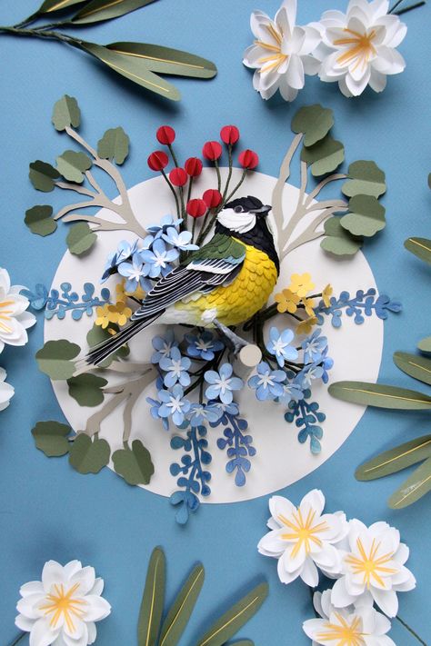 Paper Bird, Paper Cutout Art, 3d Paper Art, Paper Birds, Paper Illustration, Paper Art Craft, Paper Artwork, Bird Sculpture, Paper Cut Art