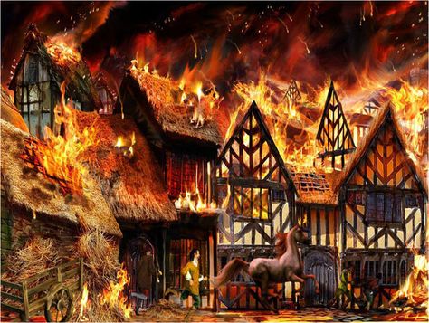 Mary Ann Bernal: History Trivia - The Great Fire of London begins in a bakery on Pudding Lane September Days, The Great Fire Of London, Tudor Houses, Topic Ideas, Horse Running, Great Fire Of London, Timber Frame Construction, Fire Fire, Charles Ii