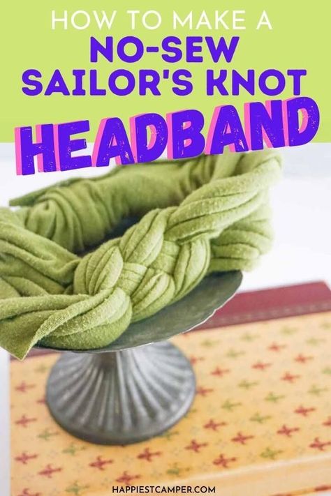 I love pulling out all my cute accessories for Summer. I recently couldn't find my any of my headbands, so I decided to make one and show you how to make a no-sew sailor's knot headband! This headband is as functional as it is cute. I used jersey material for this since it is softer and better for sweat than normal cotton. If you can braid hair, you can make this headband. Easy no-sew project. DIY clothing. DIY accessories. How To Make A No-Sew Sailor's Knot Headband Knotted Headband Tutorial, Knotted Headband Diy, Accessories For Summer, Shirts With Holes, Sailor Knot, Jersey Headband, Sailor Knots, Headband Tutorial, Stylish Headbands