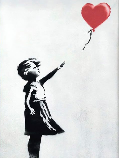 Girl with balloon – Banksy’s most inspiring painting? Banksy Tattoo, Banksy Stencil, Banksy Mural, Girl With Balloon, Banksy Prints, Banksy Artwork, Mini Toile, Graffiti Pictures, Street Art Banksy