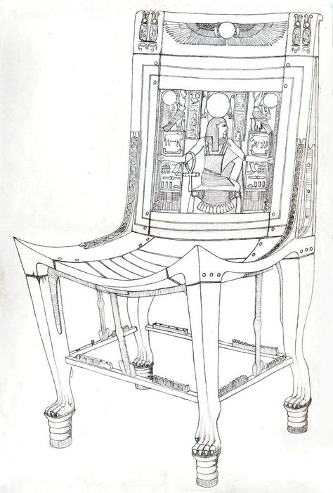 Ancient Egyptian Furniture Sketches, Ancient Egyptian Furniture, Egyptian Furniture, Egypt Design, Egyptian Motifs, Egyptian Painting, Ancient Egypt Gods, Drawing Furniture, Ancient Egyptian Artifacts