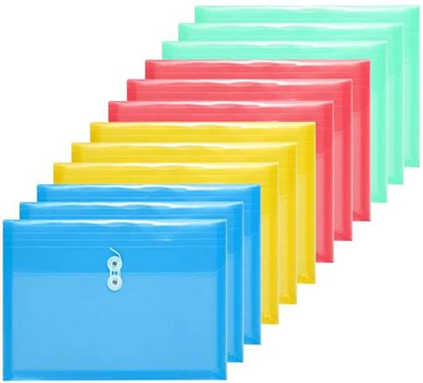 Amazon.com : TIENO 12 Plastic Envelopes with String Closure Legal Size Expandable Gusset Folder Side Load Holder Assort Color : Office Products Color Office, Plastic Envelopes, Office Products, Envelope, Siding, Quick Saves, Color