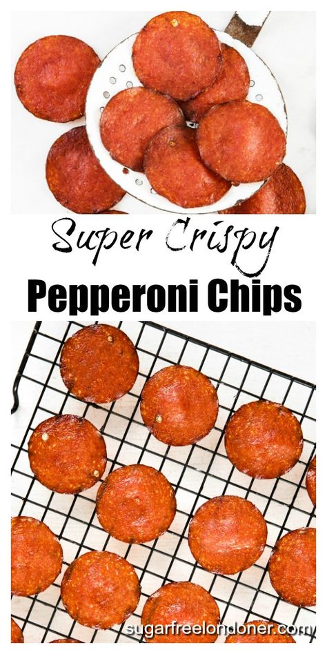 One of the yummiest zero carb snacks out there! You can make these pepperoni chips in the oven or in the microwave. Great with dips such as guacamole, delicious topped with cheese and equally perfect just on their own. Don't miss the flavouring ideas in the post! Zero Carb Snacks, Pepperoni Chips, Carb Quick, Low Carb Crackers, Keto Appetizers, Clean Foods, Zero Carb, Love Tattoo, Carb Snacks