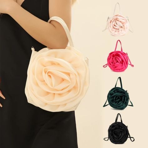 Just found this amazing item on AliExpress. Check it out! $25.84 | Luxury Rose Handbags Design Silk Pleated Flower Shoulder Bag Women Red Satin Round Evening Purse Wedding Party Clutches Female Satin Handbag, Black Evening Bag, Bag Flower, Party Clutch, 3d Rose, Evening Handbag, Evening Purse, Pink Backpack, Red Satin