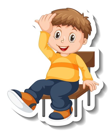 Sticker template with a boy cartoon char... | Free Vector #Freepik #freevector #boy-clipart #boy-sitting #cute-kids #kids-sitting Sit Clipart, Boy Cartoon Characters, Clipart Boy, Boy Clipart, Boy Cartoon, Sticker Template, Cartoon Boy, Kids Clipart, Kids Cartoon