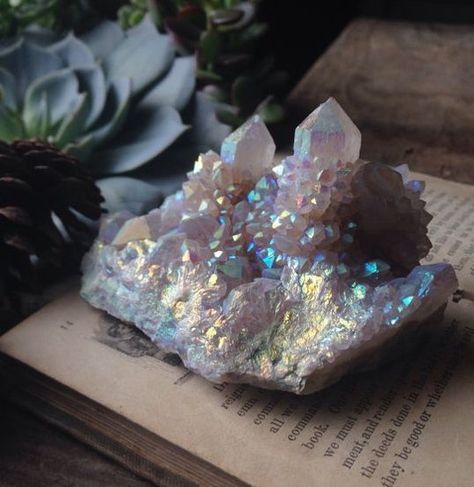 Discover the enchanting beauty of this Large Rare Angel Aura Spirit Quartz Cluster! 🌈✨ Someday my sweet prince... #AngelAuraQuartz #SpiritQuartz #EtherealBeauty 💎💫 Caillou Roche, Spirit Quartz, Angel Aura Quartz, Pretty Rocks, Bohol, Crystal Magic, Angel Aura, Mineral Stone, Minerals And Gemstones