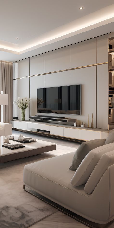 Ruang Tv Modern, Console Ideas, Tv Kastenwanden, Luxury Living Room Inspiration, Modern Tv Room, Modern Apartment Living Room, Modern Appartement, Modern Tv Wall Units, Tv Unit Interior Design