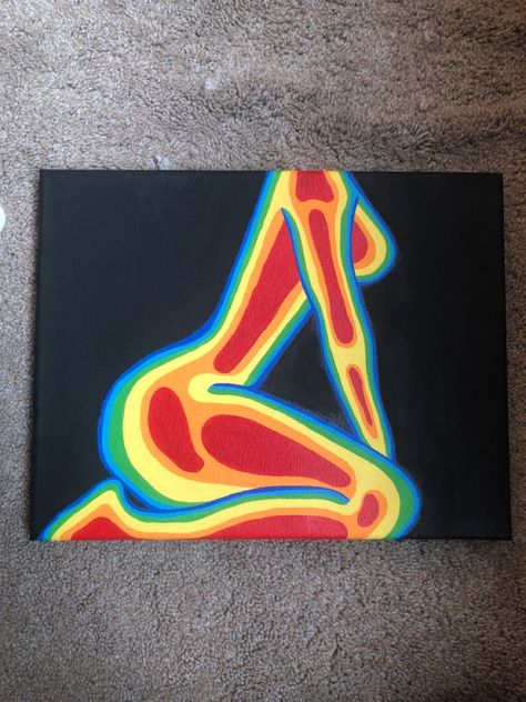 Thermal nude acrylic painting (body inspo by @dimiyanicole go check her stuff out its incredible) Hippie Kunst, Canvas For Boyfriend, Aesthetic Painting Ideas On Canvas, Kitty Painting, Painting Ideas On Canvas Simple, Beginners Painting, Painting Ideas On Canvas Easy, Aesthetic Painting Ideas, Canvas Aesthetic