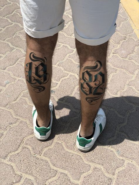 Number Tattoo On Leg, Best Calf Tattoos Men, Tattoos Men Leg, Tattoo Pierna Hombre, Chest Tattoo Stencils, Calf Tattoo Men, Thigh Tattoo Men, Bull Skull Tattoos, Loyalty Tattoo