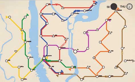 Think You Can Design a Better NYC Subway System? Try It with Mini Metro | 6sqft Metro Signage, Japan Metro, Mini Metro, Subway System, Metro Map, God's Glory, Map Projects, Game Gui, Global City