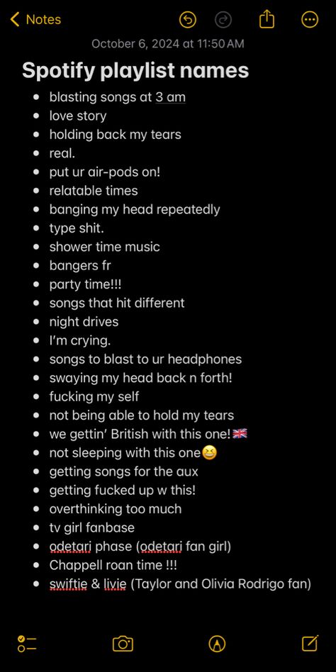 names for playlists in spotify Playlist Names About Him, Playlist Names For Baddie Songs, Playlist Names For Party Songs, Vibing Playlist Names, Emojis For Playlists, What To Call Your Spotify Playlist, Songs For My Playlist, Playlist To Make On Spotify, Cute Names For Playlists