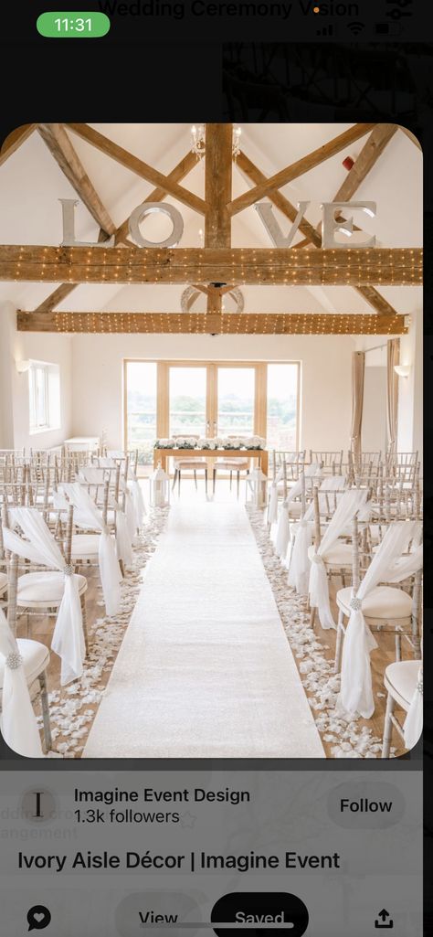 Ceremony Runner Aisle Decorations, All White Wedding Ceremony Indoor, White Wedding Aisle Runner, White Isle Runner, Affordable Aisle Decor, Ceremony Isle Ideas Indoor, Wedding Aisle Runner Indoor, Petal Isle Wedding, White Flower Petals Down Aisle