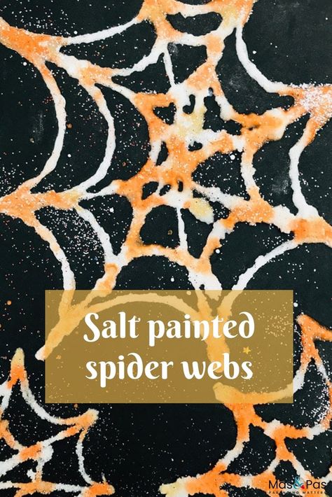 Shimmering spider web salt painting | Arts & Crafts | Mas & Pas Aesthetic Craft, Salt Painting, Ghost Crafts, Spiders Scary, Egg Carton Crafts, Halloween Activities For Kids, Fall Crafts For Kids, Toddler Halloween, Crafty Kids