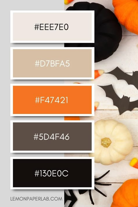 Halloween Color Palette, Halloween Decor Diy, Color Palette Ideas, Halloween Color, Hex Color Palette, Color Schemes Colour Palettes, Palette Ideas, Brand Color Palette, Fall Color Palette