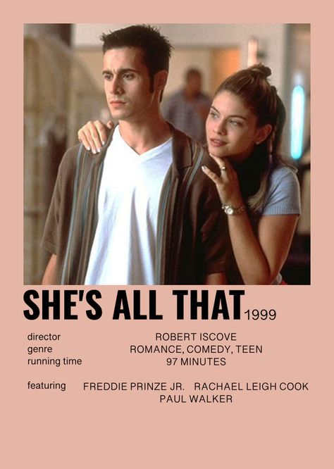 minimalist movie poster- she’s all that She's All That Movie Poster, Shes All That Movie Poster, Shes All That Poster, She Is All That Movie, She’s All That Movie Outfits, He’s All That Movie, He's All That Movie, She’s All That Movie, Romcom Movie Posters