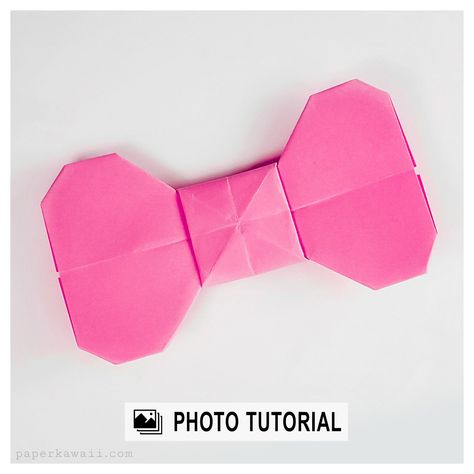 Easy Origami Bow Photo Tutorial via @paper_kawaii Oragami Bow, Bow Origami, Phoenix Photo, Paper Kawaii, Hello Kitty Bow, Origami Models, Paper Bow, Paper Stuff, Easy Origami