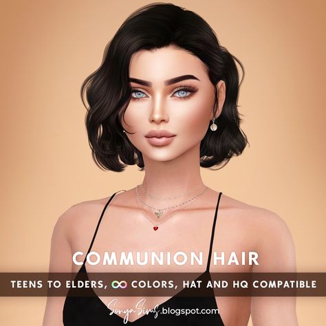 Communion Hair Sims 4 Short Hair, Wavy Bob Hair, Bella Hadid Hair, Communion Hair, Communion Hairstyles, Cc Patreon, Modern Bob, Short Wavy Bob, Wavy Bob Hairstyles