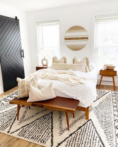 How to Style a Bedroom: 18 Decorating Tips | Extra Space Storage Wood Floors Bedroom, Wooden Floor Ideas, Small Water Feature, Bedroom Wooden Floor, Wall Decor Amazon, Extra Space Storage, Bed Photos, Space Storage, Orange Wood