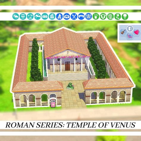 Ancient Greece Sims 4, Sims 4 Ancient Rome Cc, Roman Temple, Greece Mythology, Greek Goddess Dress, Sims Builds, Greek Temple, Empire Romain, Sims Ideas