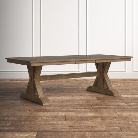 Laurel Foundry Modern Farmhouse Harless Extendable Trestle Dining Table & Reviews | Wayfair French Country Aesthetic, Trestle Dining Table, Dining Table Wood, Country Aesthetic, Kelly Clarkson Home, Trestle Dining Tables, Rectangle Dining Table, Trestle Table, Table Wood