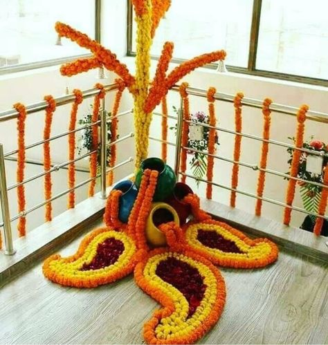 Ideas For Diwali Decoration, Diwali Decorations Ideas, Ganpati Decoration Theme Ideas, Marigold Decor, Holi Theme, Ganpati Decoration Theme, Diwali Diya Decoration, Diwali Pictures, Decoration For Ganpati