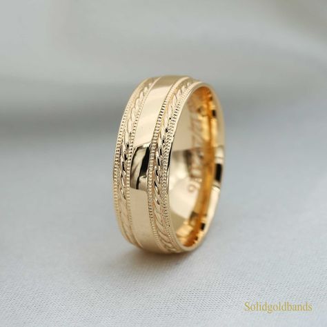 Groom Wedding Band Gold, Gold Wedding Bands For Men, Groom Wedding Band, Solid Gold Wedding Band, Mens Wedding Rings Gold, Young Wedding, Couple Ring Design, Canada Wedding, Groom Ring