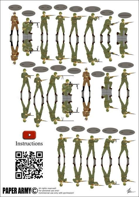 Soldier Template Free Printable, Junior General Paper Soldier, Junior General, Paper Model Template, Paper Soldiers, Model Template, Ww2 Soldiers, Miniature Projects, Card Model