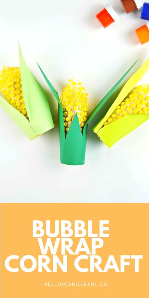 Bubble Wrap Corn Craft. Recycled craft for kids. Thanksgiving craft. 3d Corn Craft, Corn Kernel Crafts, Bubble Wrap Corn Craft, Corn Diy Crafts, Corn Crafts Preschool, Corn Crafts For Kids, Bubble Wrap Crafts, Corn Crafts, Corn Craft