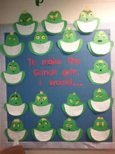 Grinch Party Grinch Bulletin Board Ideas, Grinch Activity, Grinch Smile, Christmas Bulletin Boards, Writing Exercise, Grinch Christmas Party, Holiday Writing, December Activities, Christmas Bulletin Board